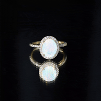 Certified Real 1.3 Carat Ethiopian Opal Engagement Ring with Diamond Halo