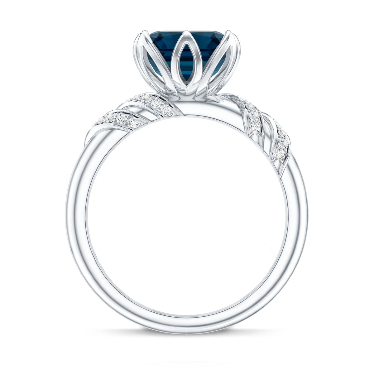 8mm Asscher Cut London Blue Topaz Designer Solitaire Engagement Ring