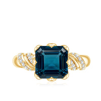 8mm Asscher Cut London Blue Topaz Designer Solitaire Engagement Ring