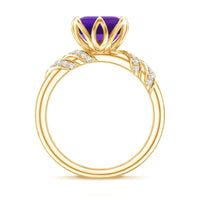 Vintage Looking 3 Carat Amethyst Asscher Cut Engagement Ring with Diamond