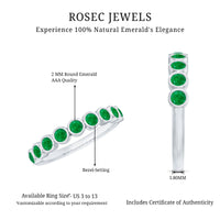 Natural Emerald Half Eternity Ring in Bezel Set