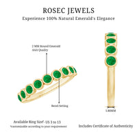 Natural Emerald Half Eternity Ring in Bezel Set