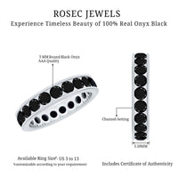 Round Cut Black Onyx Eternity Band in Channel Setting