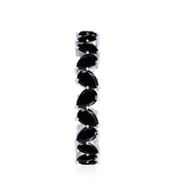 Genuine Pear Shaped Black Onyx Stackable Wedding Band