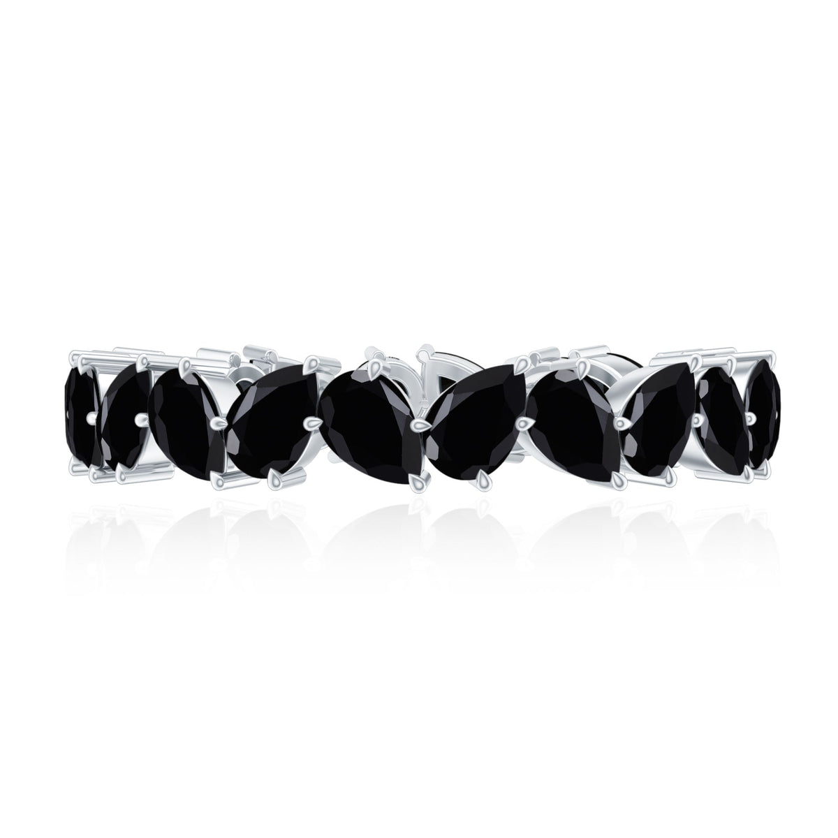 Genuine Pear Shaped Black Onyx Stackable Wedding Band