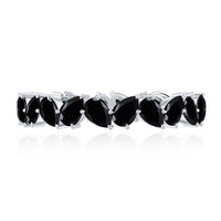 Genuine Pear Shaped Black Onyx Stackable Wedding Band