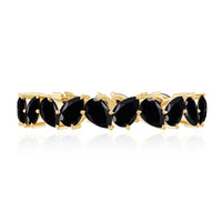 Genuine Pear Shaped Black Onyx Stackable Wedding Band
