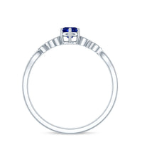 Certified 0.6 Carat Lab Grown Blue Sapphire Flower Promise Ring with Diamond