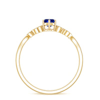 Certified 0.6 Carat Lab Grown Blue Sapphire Flower Promise Ring with Diamond