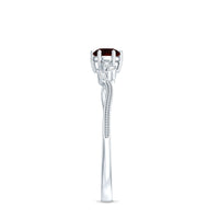 Nature Inspired Garnet Diamond Promise Ring