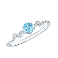 Round Aquamarine Diamond Nature Inspired Promise Ring