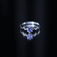 Real Tanzanite and Diamond Promise Ring