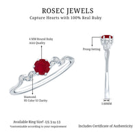 Ruby and Diamond Leaf Branch Promise Ring