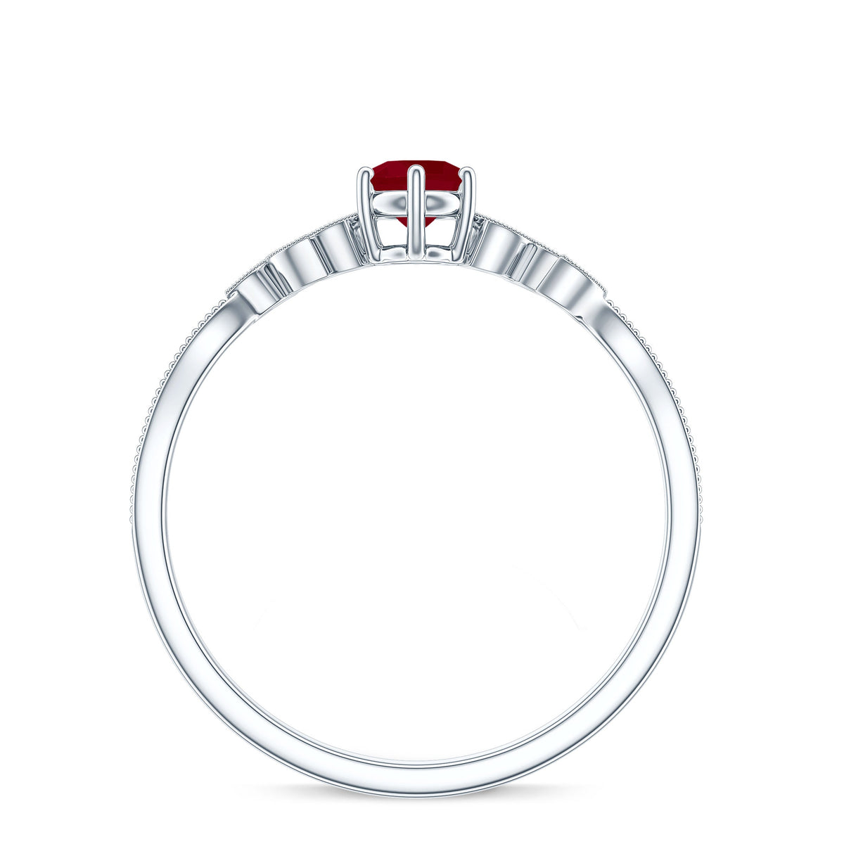 Ruby and Diamond Leaf Branch Promise Ring