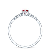Ruby and Diamond Leaf Branch Promise Ring