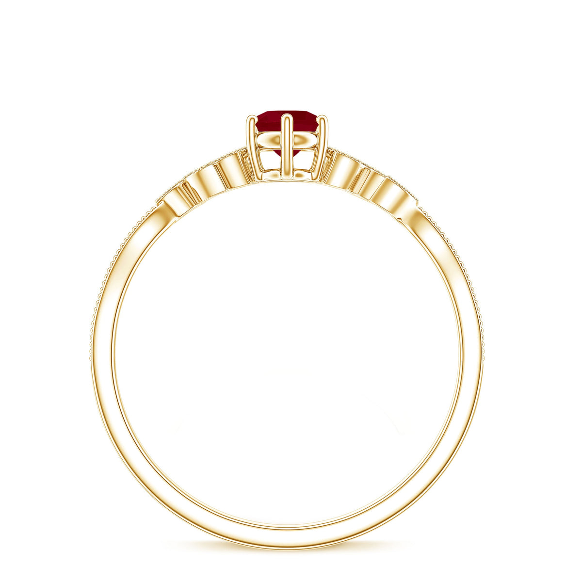 Ruby and Diamond Leaf Branch Promise Ring