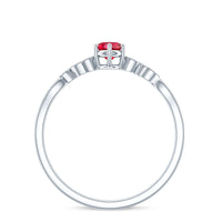 Minimalist Lab Grown Ruby Leaf Promise Ring With Real Diamonds