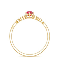 Minimalist Lab Grown Ruby Leaf Promise Ring With Real Diamonds