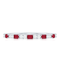 Genuine Baguette Ruby Diamond Eternity Ring for Women