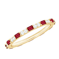 Genuine Baguette Ruby Diamond Eternity Ring for Women