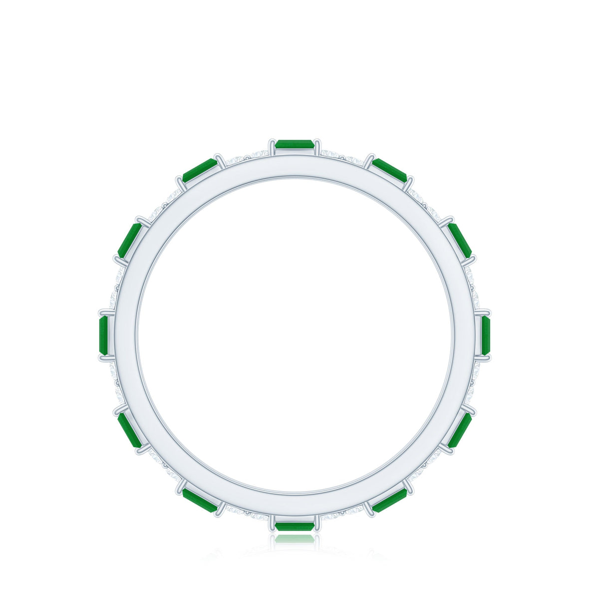 Natural Baguette Emerald Diamond Eternity Ring in East West Style