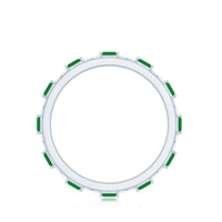 Natural Baguette Emerald Diamond Eternity Ring in East West Style