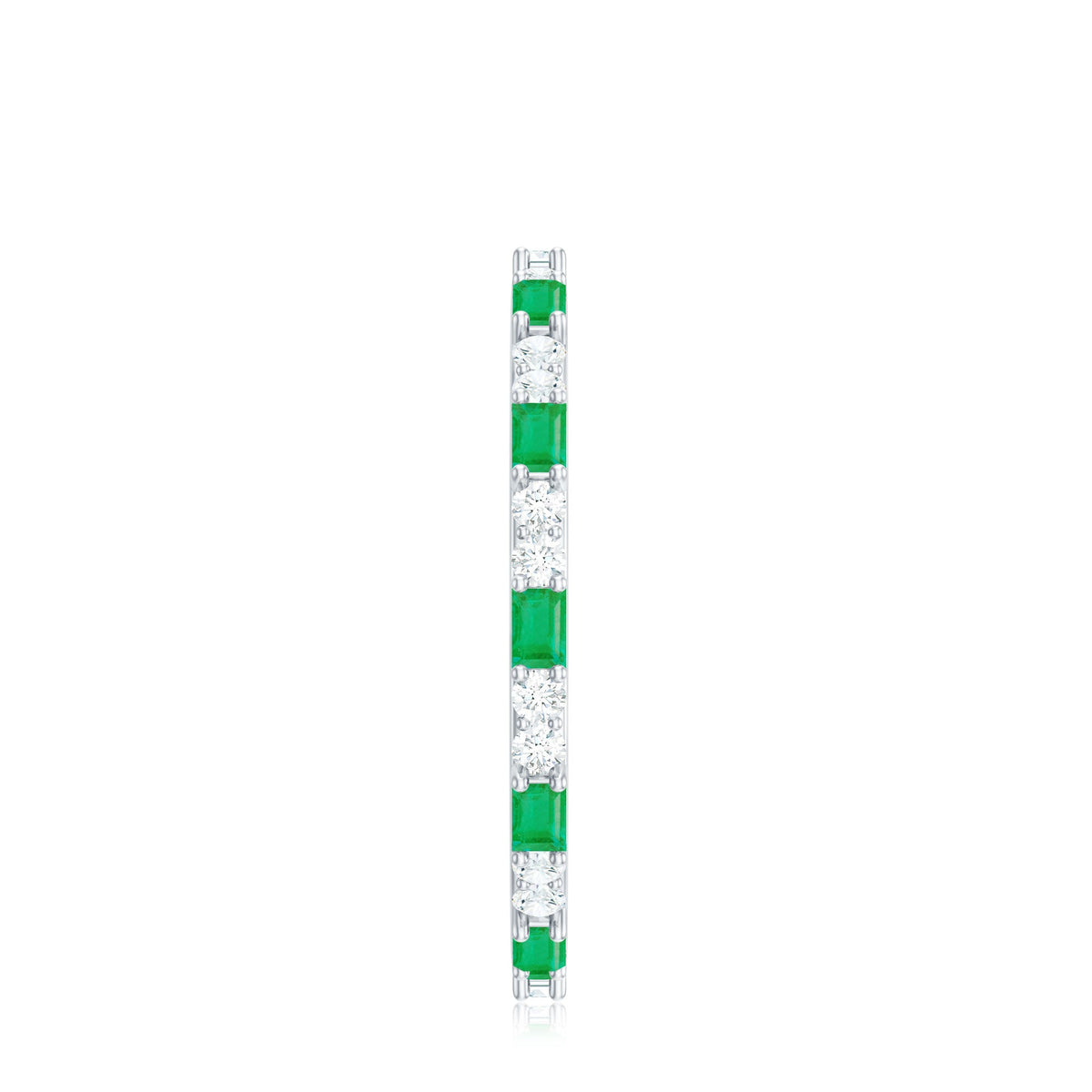 Natural Baguette Emerald Diamond Eternity Ring in East West Style