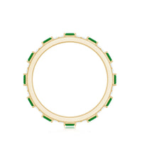 Natural Baguette Emerald Diamond Eternity Ring in East West Style