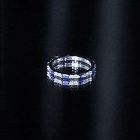 Certified Baguette Lab Blue Sapphire Eternity Ring with Diamond