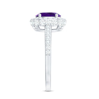 Natural 1 Carat Amethyst Oval Engagement Ring with Moissanite Halo