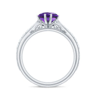 Vintage Style 2 Carat Amethyst Heart Engagement Ring with Diamond