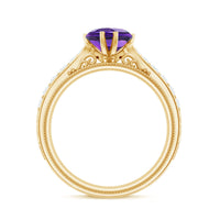 Vintage Style 2 Carat Amethyst Heart Engagement Ring with Diamond
