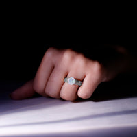 Ethiopian Opal Celtic Knot Engagement Ring with Surprise Diamond