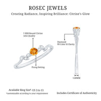 Nature Inspired Citrine Promise Ring with Diamond