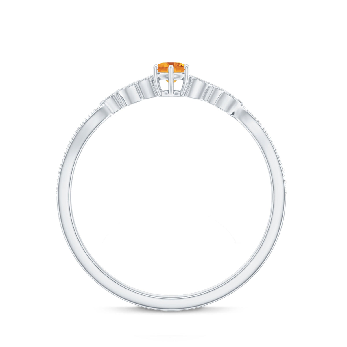 Nature Inspired Citrine Promise Ring with Diamond