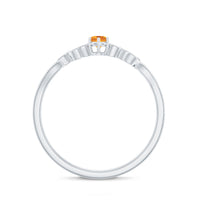 Nature Inspired Citrine Promise Ring with Diamond