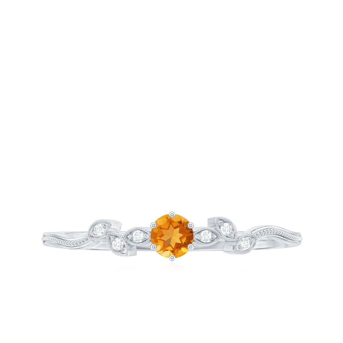 Nature Inspired Citrine Promise Ring with Diamond