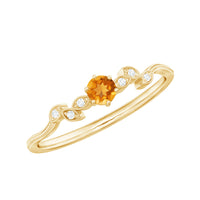 Nature Inspired Citrine Promise Ring with Diamond