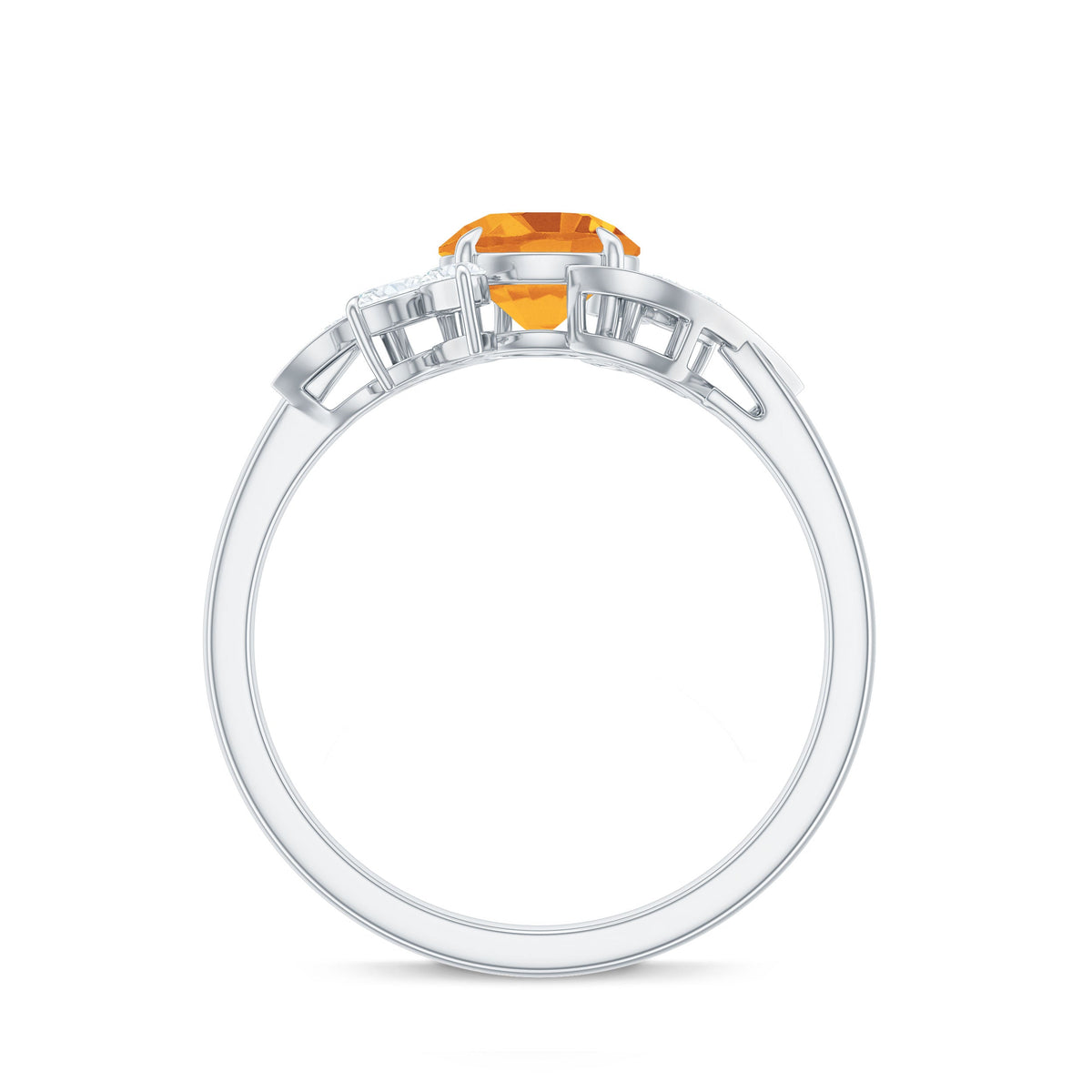 Certified Real 7mm Citrine Engagement Ring with Moissanite