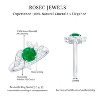 Natural 0.4 carat emerald engagement ring with diamonds, Rosec Jewels ring featuring a central emerald gemstone and diamond accents.