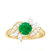 Natural 0.4 carat emerald engagement ring with diamond accents from Rosec Jewels, showcasing the elegant green emerald centerpiece.