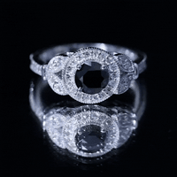 Vintage Style 2 Carat Lab Grown Black Diamond Engagement Ring with Moissanite