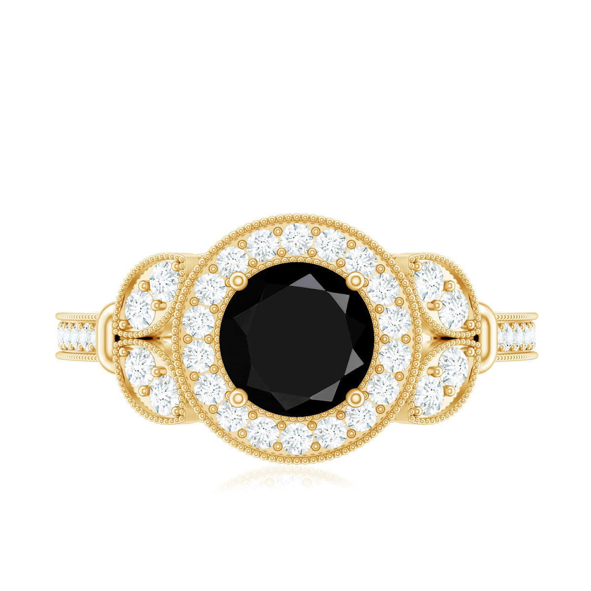 Vintage Style 2 Carat Lab Grown Black Diamond Engagement Ring with Moissanite