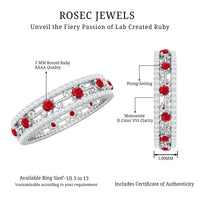 Classic Lab Created Ruby and Moissanite Eternity Wedding Band