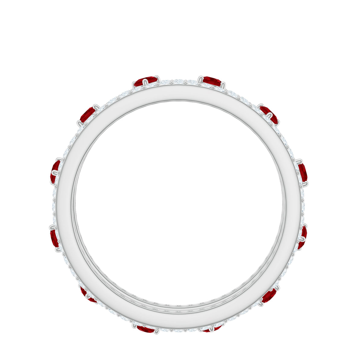 Classic Lab Created Ruby and Moissanite Eternity Wedding Band