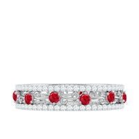 Classic Lab Created Ruby and Moissanite Eternity Wedding Band