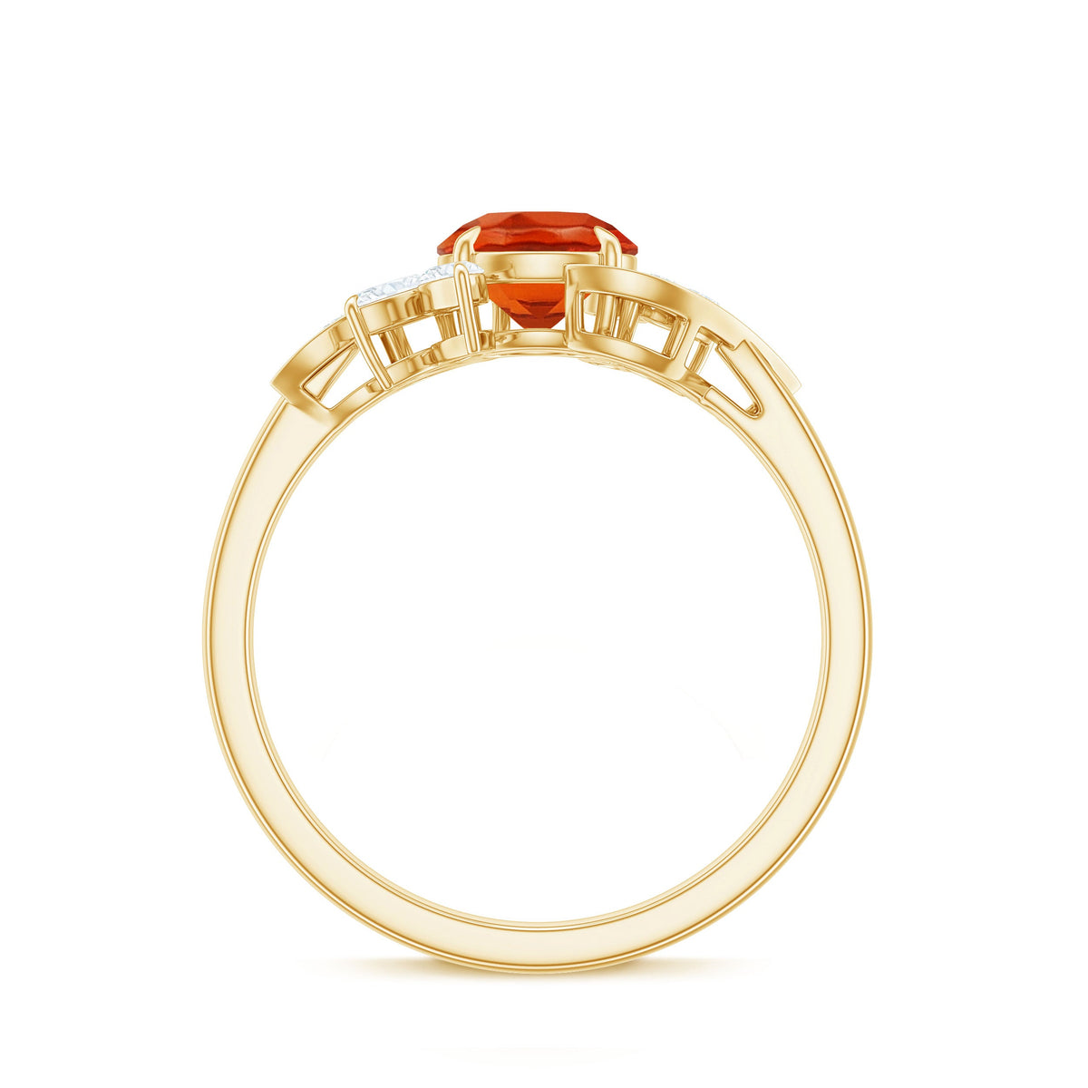 Rosec Jewels 1.25 CT fire opal flower engagement ring with diamond accents, showcasing vibrant gemstone and intricate floral design.