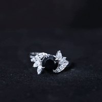 Nature Inspired Black Spinel Engagement Ring with Diamond