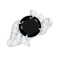 Nature Inspired Black Spinel Engagement Ring with Diamond