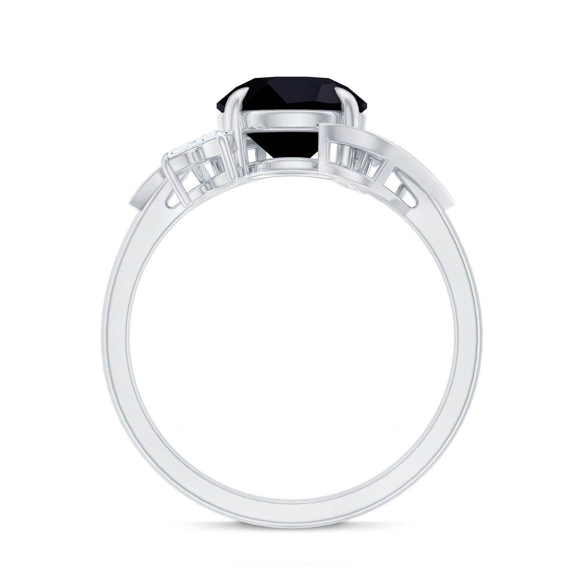 Nature Inspired Black Spinel Engagement Ring with Diamond